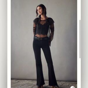 Anthropologie Black Sheer Lace Blouse